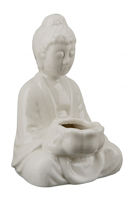 Ghiveci Buddha, Portelan, Alb, 7x11x7x cm [3]