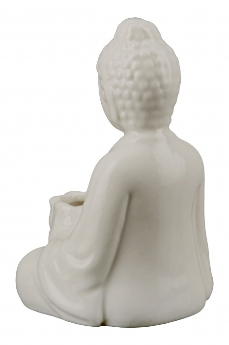 Ghiveci Buddha, Portelan, Alb, 7x11x7x cm [2]