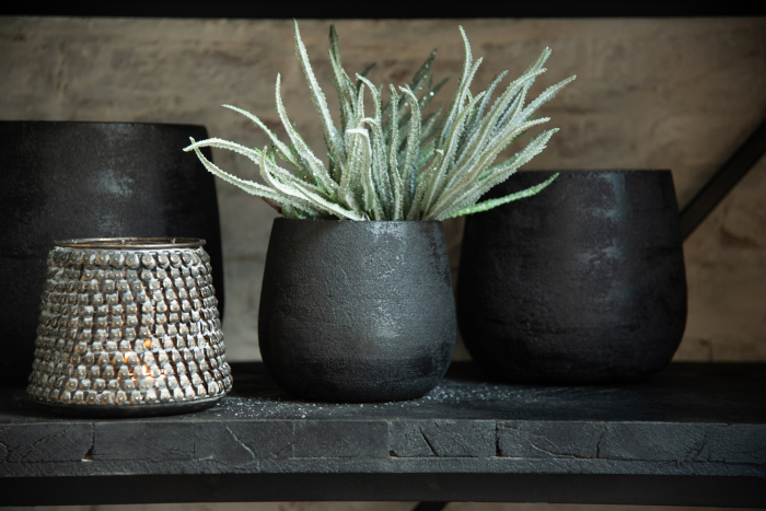 Ghiveci, Ceramica, Negru, 19.5x19.5x22.5 cm [2]