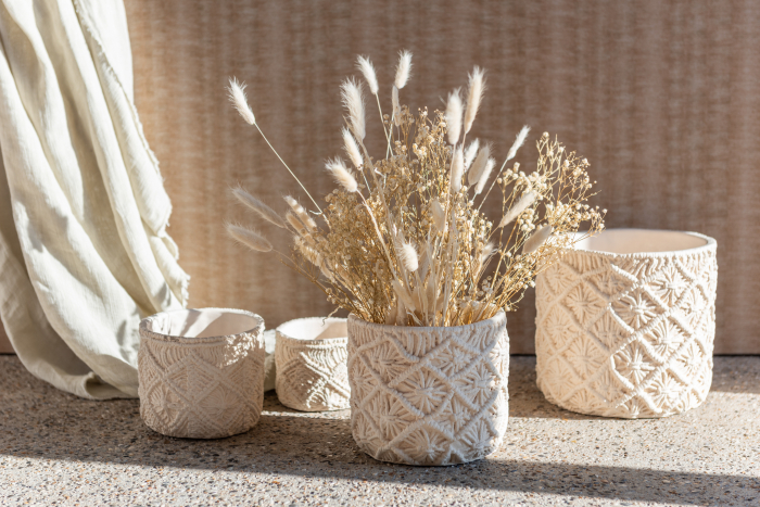 Ghiveci, Ciment, Alb, 18x18x17 cm [3]