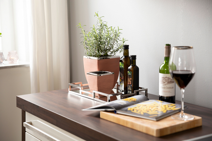 Ghiveci Endra, Ceramica, Roz deschis/Argintiu, 11x12.5x11 cm [3]