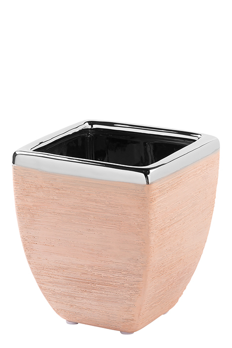 Ghiveci Endra, Ceramica, Roz deschis/Argintiu, 11x12.5x11 cm [5]