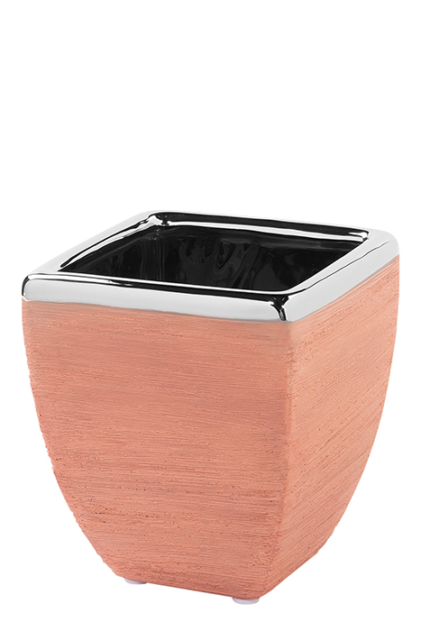 Ghiveci Endra, Ceramica, Roz inchis/Argintiu, 11x12.5x11 cm [3]