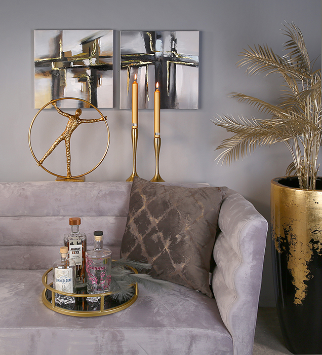 Suport ghiveci Konus, rasina/fibra de sticla, auriu/negru, 100x39 cm [3]