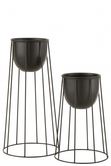 Ghiveci, Metal, Negru, 23x23x45 cm [2]