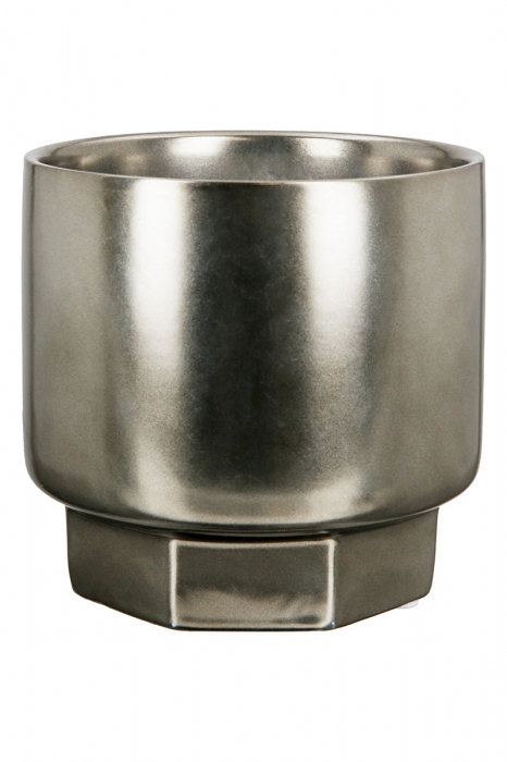 Ghiveci Metallico, Ceramica, Argintiu, 10.5x13.5x12.5 cm [2]
