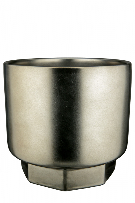 Ghiveci Metallico, Ceramica, Argintiu, 10.5x13.5x12.5 cm [3]