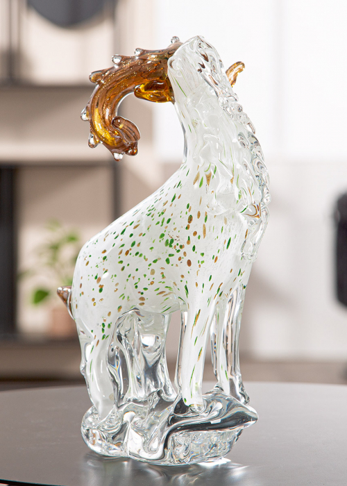 Glasart, Figurină, Capricorn, Capricorn, Sticlă, alb, PU 1, L. 11 cm, L. 18 cm, H. 29 cm [5]