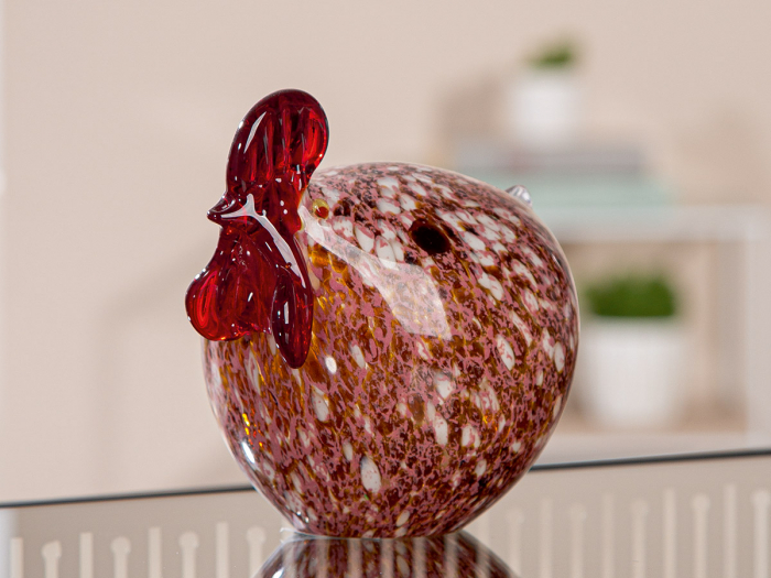 Glasart, Figurină, Găină, Hedwig, pătat, Sticlă, multicolor, PU 3, L. 9 cm, L. 13 cm, H. 12 cm [4]