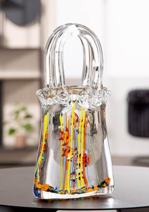 Glasart, Obiect de decor, Geanta de mana, Acvariu, Sticla, transparenta, PU 1, L. 8 cm, L. 14 cm, H. 30 cm [5]