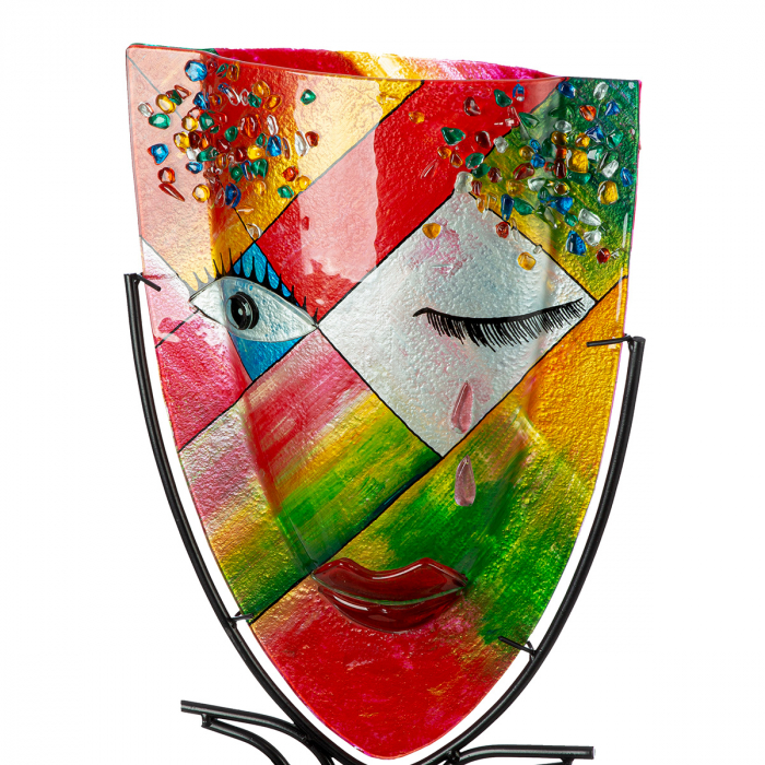 Glasart, Vaza cu fata, ovala, Dreaming, Motiv fata, Sticla, portocaliu, PU 1, L. 10,5 cm, L. 30 cm, H. 49 cm [2]