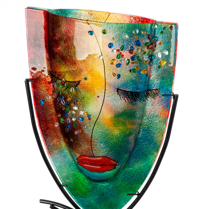 Glasart, Vaza cu fata, ovala, Violet, Motiv fata, Sticla, violet, PU 1, L. 10,5 cm, L. 30 cm, H. 49 cm [2]