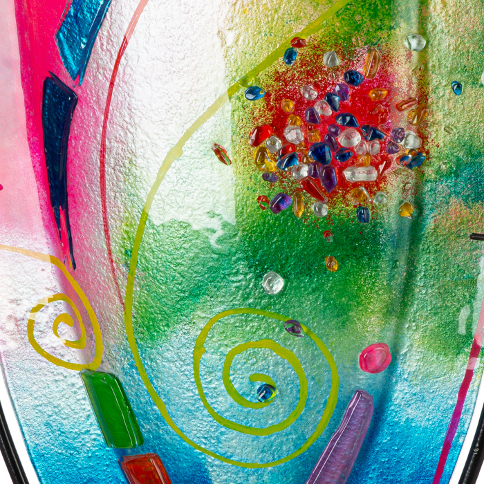 Glasart, Vaza, ovala, Cool, Sticla, albastru, roz, PU 1, L. 10,5 cm, L. 30 cm, H. 49 cm [2]