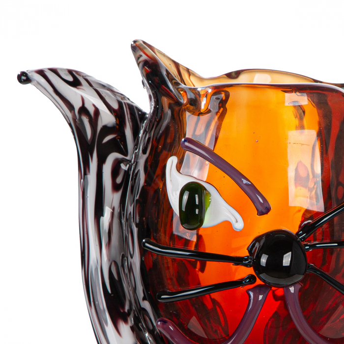 Glass Art, Vază cu față, Pisică, „Pisică”, Sticlă, maro, PU 1, L. 16 cm, L. 23 cm, H 27 cm [4]