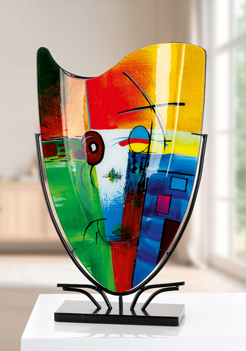 Glass Art, Vază, dreptunghiulară, Sticlă, multicoloră, PU 1, L. 11 cm, L. 35 cm, H 57 cm [4]