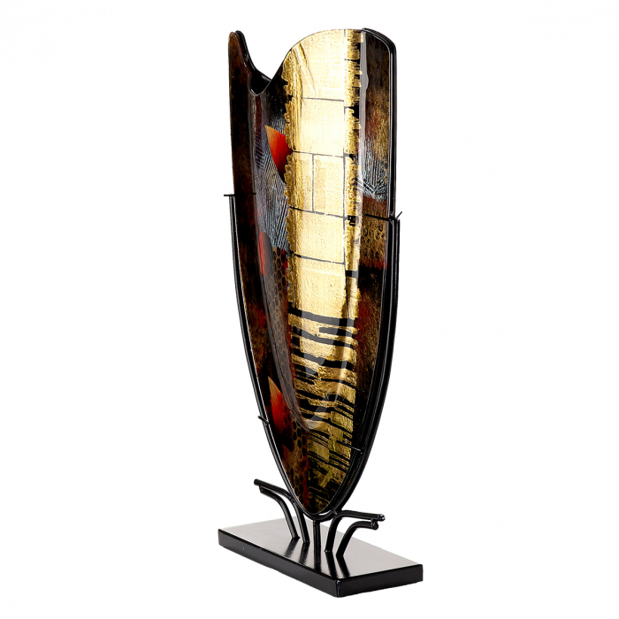 Glass Art, Vază, dreptunghiulară, Sticlă, neagră, PU 1, L. 11 cm, L. 35 cm, H 57 cm [2]