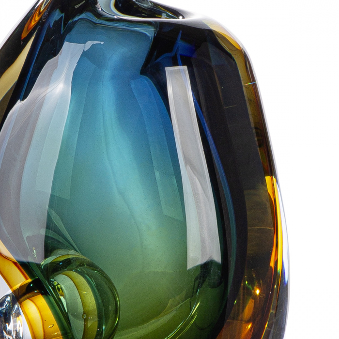 Glass Art, Vază, Sticlă, albastru, maro, verde, transparent, PU 1, L. 9 cm, L. 13 cm, H 24 cm [4]