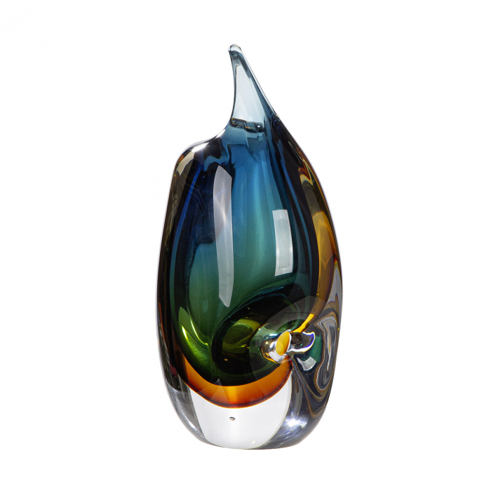 Glass Art, Vază, Sticlă, albastru, maro, verde, transparent, PU 1, L. 9 cm, L. 13 cm, H 24 cm [3]