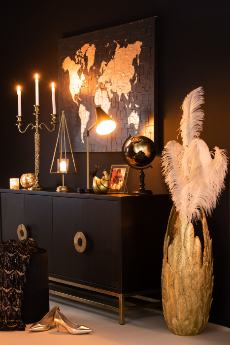 Glob, Lemn, Negru, 25x25x41 cm [4]