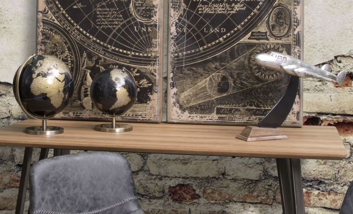 Glob, plastic/fier, negru/auriu, Ø 25X34 cm [7]