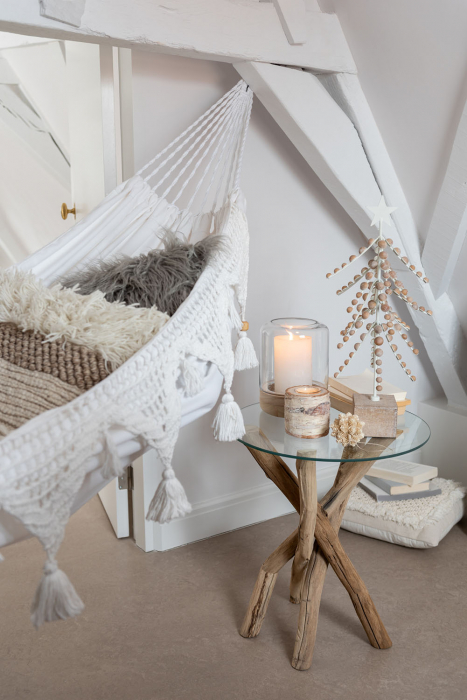 Hamac Tassel, Bumbac/Lana/Poliester, Alb, 220x130x6 cm [4]