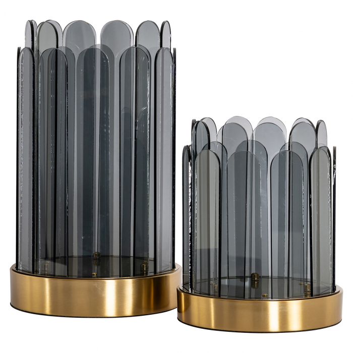 Hurricane/ Suport lumanare Daisey, mare (fum), Dims: 40.0 x 24.0 x 24.0 cm [3]