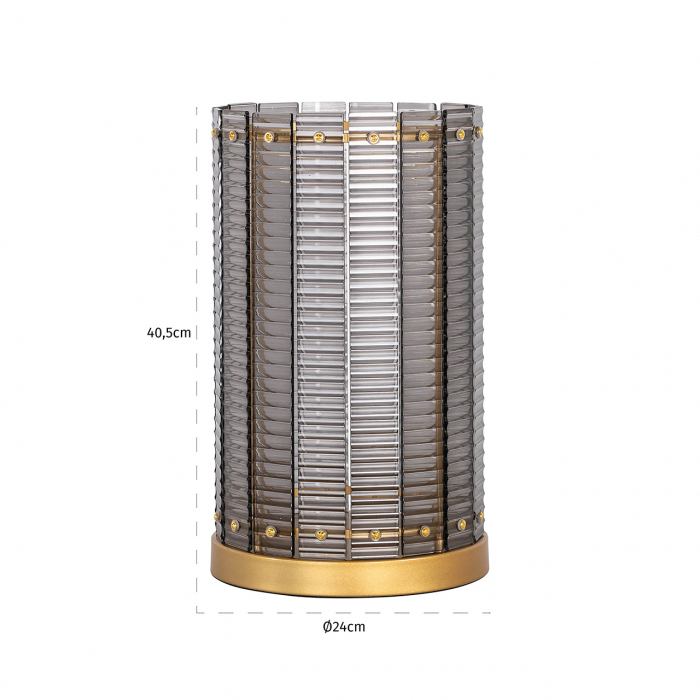 Hurricane/ Suport lumanare Daylin, mare (fum), Dims: 40.5 x 24.0 x 24.0 cm [2]