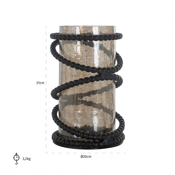 Suport lumanare Edison, Sticla/Aluminiu, Maro/Negru, 31x20x20 cm [2]