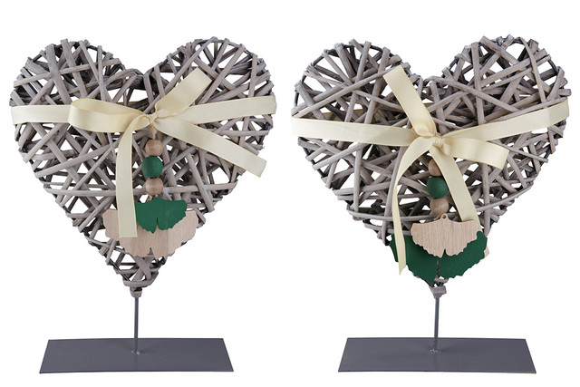 Set 2 decoratiuni Inima de salcie cu suport Ginkgo [2]