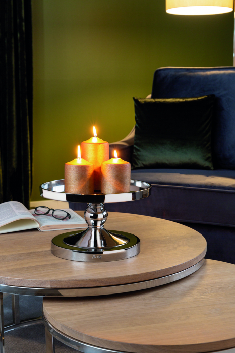 LAMONTE, Farfurie deco cu picior, nichel, h.18,8, d.30,5 cm [5]