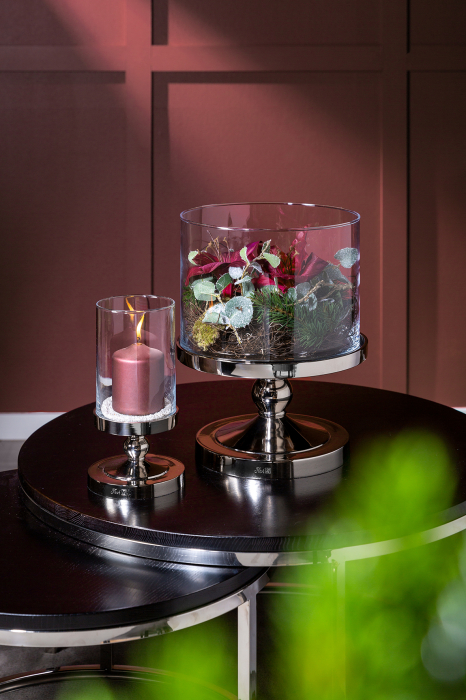 LAMONTE, Farfurie deco cu picior, nichel, h.18,8, d.30,5 cm [6]