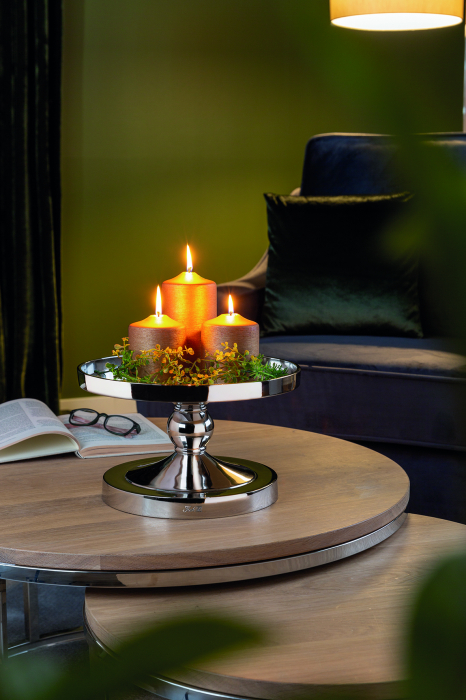 LAMONTE, Farfurie deco cu picior, nichel, h.18,8, d.30,5 cm [3]