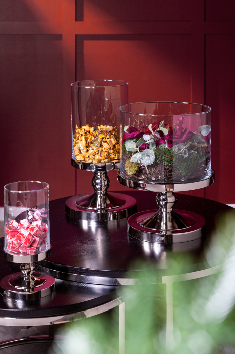 LAMONTE, Farfurie deco cu picior, nichel, h.18,8, d.30,5 cm [8]