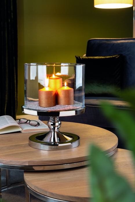 LAMONTE, Farfurie deco cu picior, nichel, h.18,8, d.30,5 cm [9]