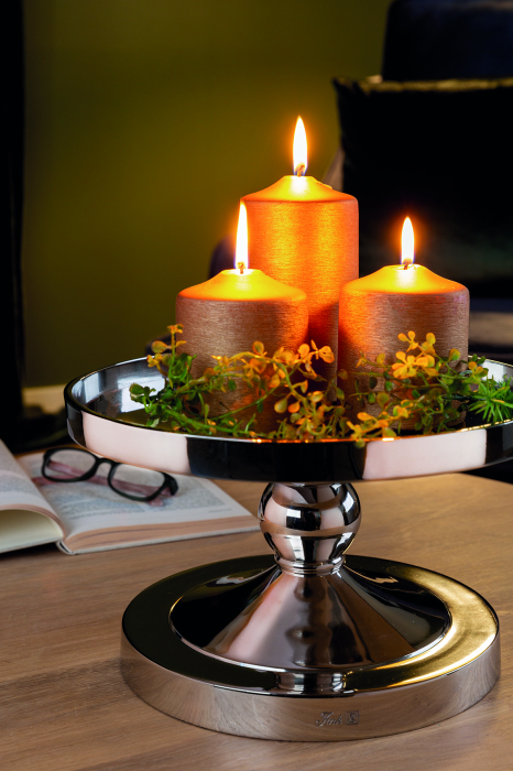 LAMONTE, Farfurie deco cu picior, nichel, h.18,8, d.30,5 cm [7]