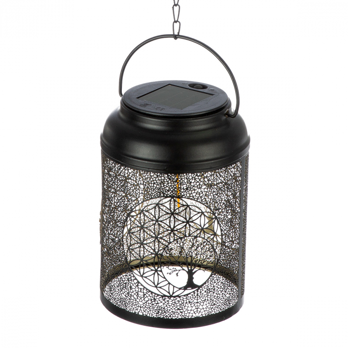 Lampă cu suspensie (solară), Golden Tree, Motiv Arborele vieții, Motiv floarea vieții, Metal, negru, PU 2, H. 18 cm, D. 12 cm [2]