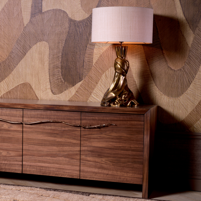 Lampă de masă, Banyan cu finisaj vintage din alamă cu abajur [2]