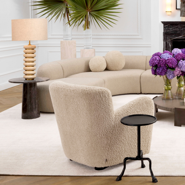 Lampă de masă, Baron travertin, finisaj din alamă cu aspect vintage, abajur inclus, Dims: W. 18 | max W. 50 | H. 85 (CM) [2]