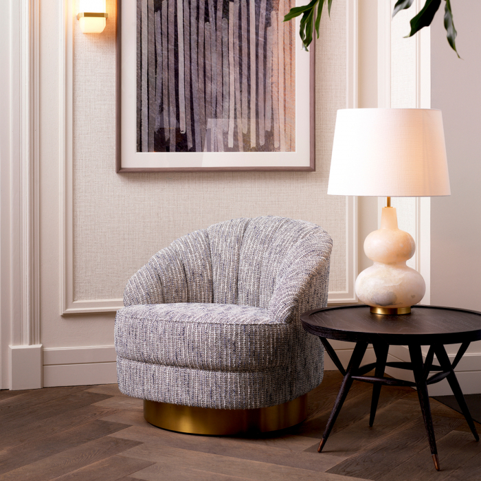 Lampă de masă, Cavo, finisaj din alamă cu aspect vintage, abajur inclus, Dims: W. 27 | max W. 45 | H. 73 (CM) [2]