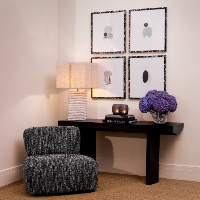 Lampă de masă, Division raku ceramică trosită alb, abajur inclus, Dims: W. 21 | max W. 45 | H. 79  (CM) [2]