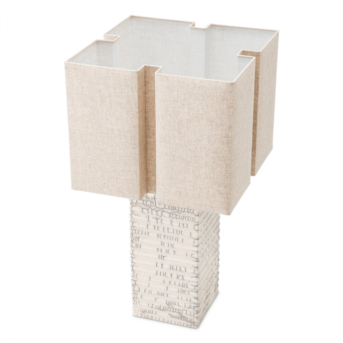 Lampă de masă, Division raku ceramică trosită alb, abajur inclus, Dims: W. 21 | max W. 45 | H. 79  (CM) [4]