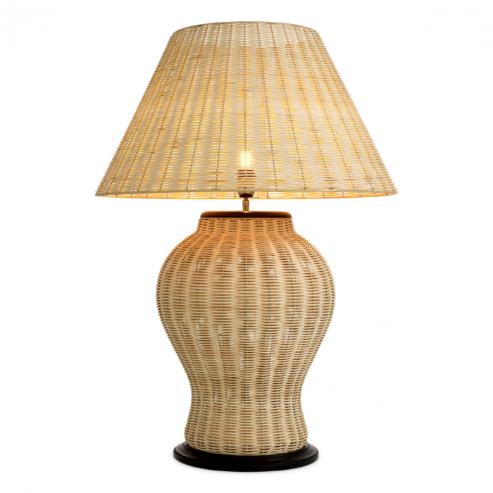 Lampă de masă, Dupoint rattan natur, abajur inclus, Dims: W. 32 | max W. 66.5 | max D. 66.5 | H. 95.5 (CM) [2]