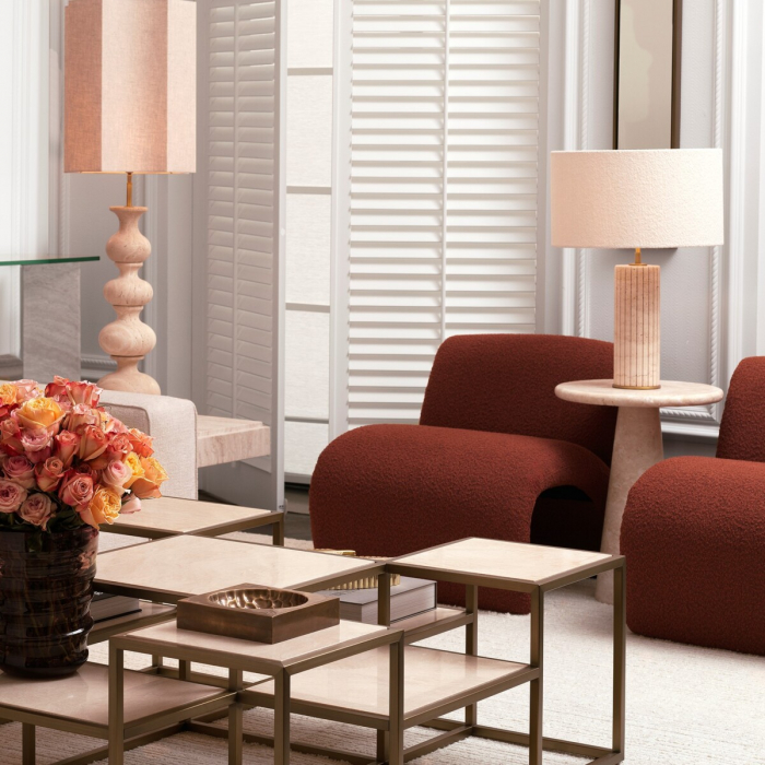 Lampă de masă, Giova Travertin rotund, abajur inclus, Dims: W. 12 | max W. 40 | H. 64 (CM) [2]