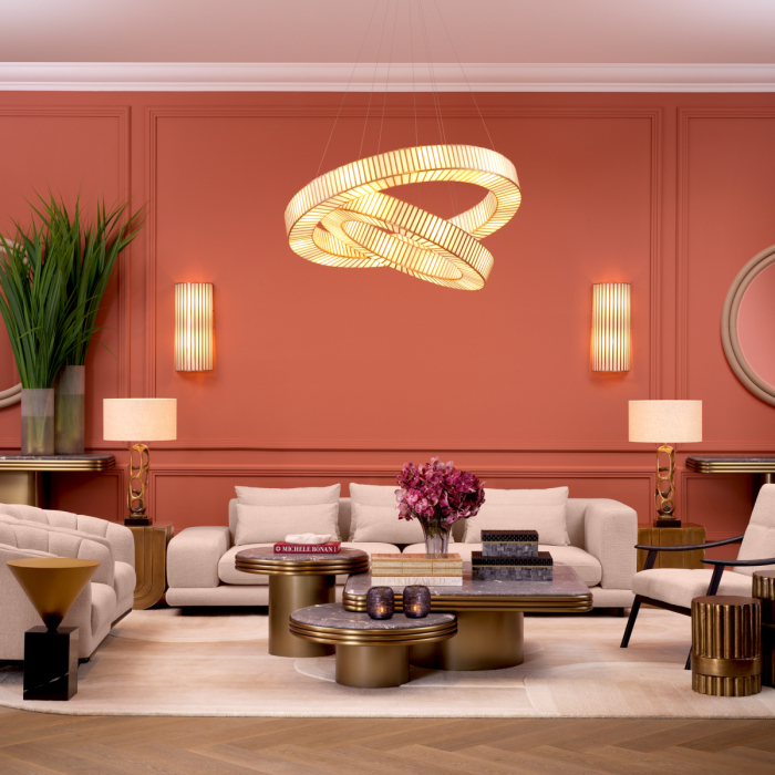 Lampă de masă, Kearny, finisaj din alamă cu aspect vintage, abajur inclus, Dims: W. 15.5 | max W. 45 | H. 78 (CM) [2]