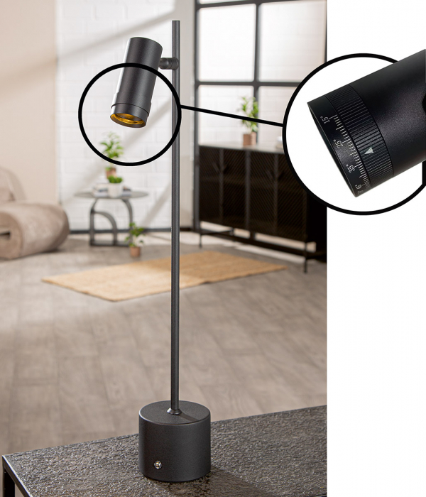 Lampă de masă (LED), cilindrică, Metal, neagră, PU 1, L. 10 cm, l. 18 cm, H 62 cm [4]