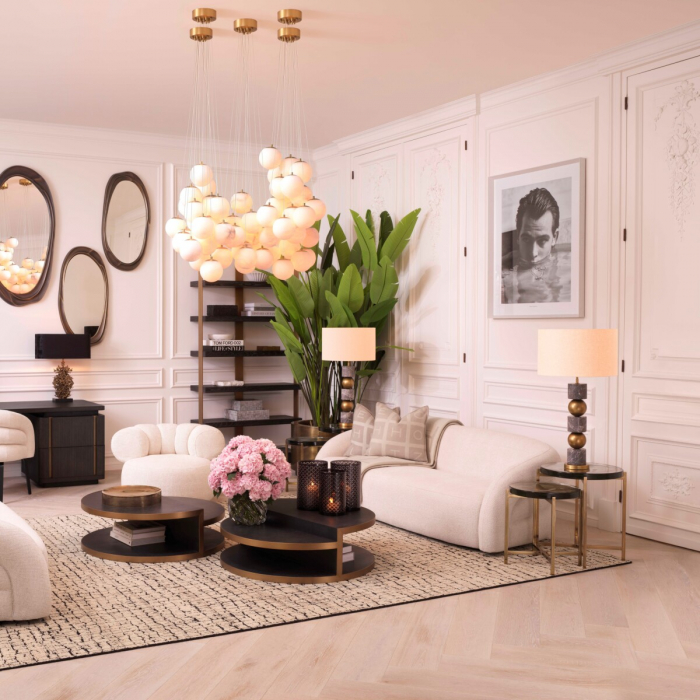 Lampă de masă, marmură gri Levy, abajur inclus, Dims: W. 16 | max W. 50 | H. 92.5 (CM) [2]