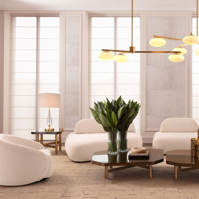 Lampă de masă, Stilla, finisaj din alamă cu aspect vintage, abajur inclus, Dims: W. 19 | max W. 45 | H. 70.5 (CM) [2]