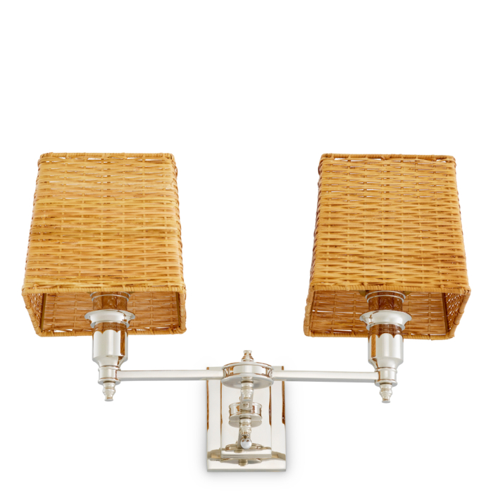 Lampa de perete Lexington cu finisaj dublu nichel, Abajurul este inclusuri din ratan [5]
