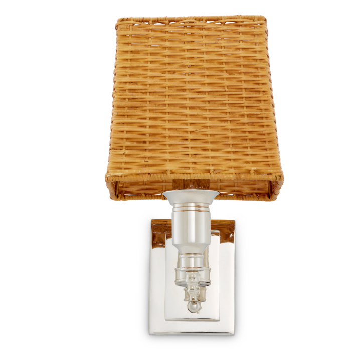 Lampa de perete Lexington cu finisaj nichel si abajur din ratan [5]
