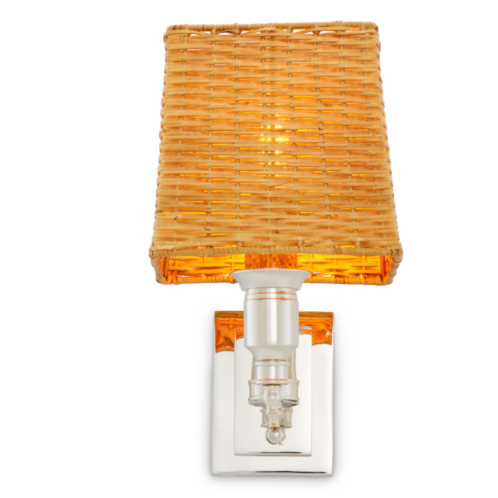 Lampa de perete Lexington cu finisaj nichel si abajur din ratan [4]